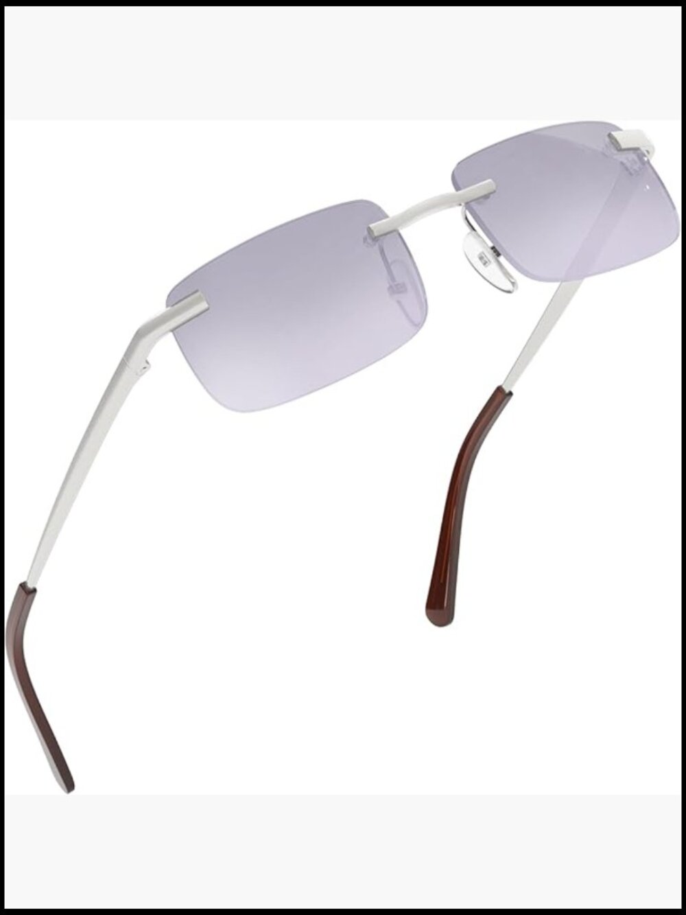 Small Slim Rectangular Sunglasses with Adjustable Nose Grip